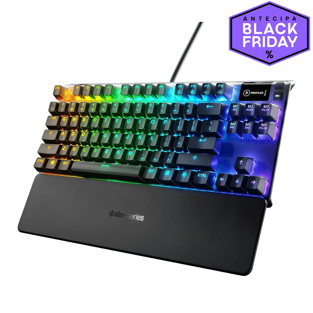 Teclado Mecânico Gamer Steelseries Apex 7, TKL, RGB, Switch Red, Anti-ghosting, US, Preto - 64646